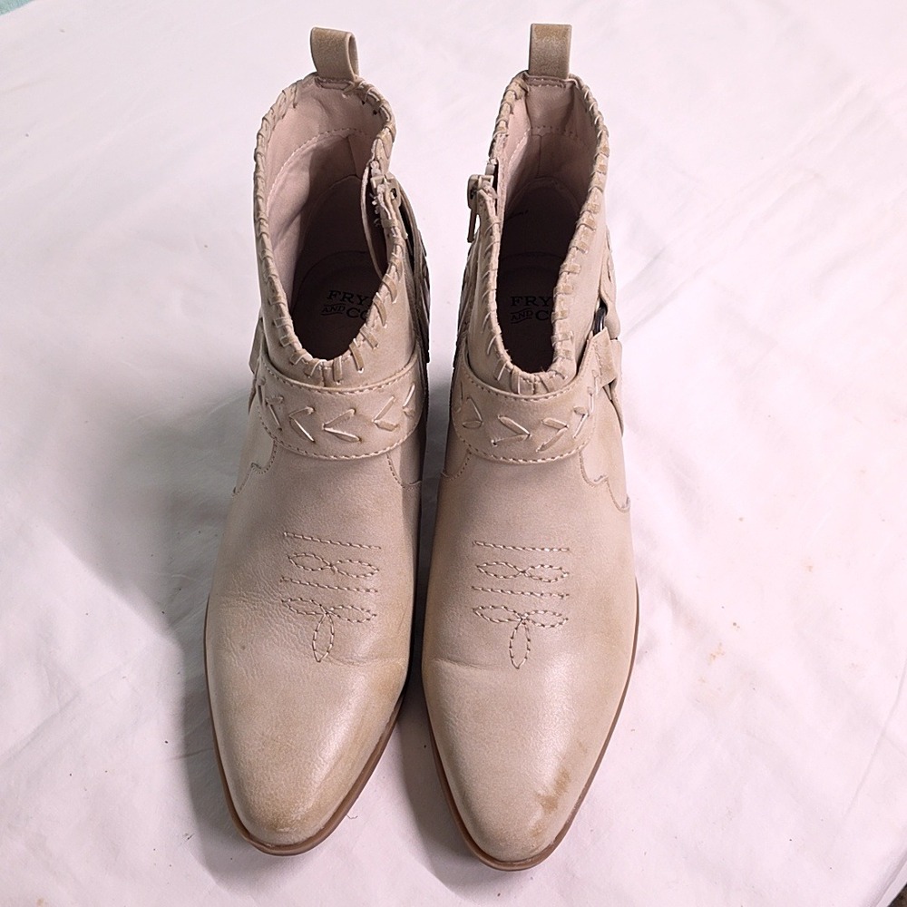 Frye and Co Palma Ankle Boots Women 7.5 Beige Western Boho Cowgirl Festival - Picture 2 of 9